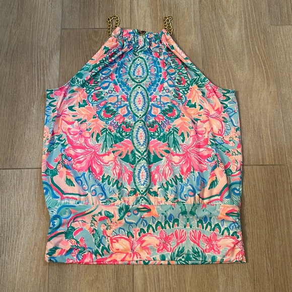Lilly Pulitzer Tops - Lilly size large tank with gold neck line